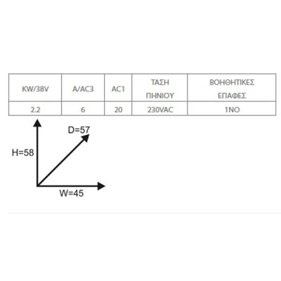Ρελέ ισχύος μίνι PCB τριπολικό 3P 2.2KW με τάση πηνίου 230VAC και 1 βοηθητική επαφή NO GMC-6MP METAMEC LG