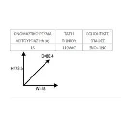 Ρελέ ισχύος βοηθητικό 3NO+1NC 16A με τάση 110VAC MR-4 METASOL LG