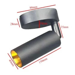 Φωτιστικό led σποτ μαύρο επίτοιχο 10W 820lm 3000K θερμό λευκό φως 40x150mm