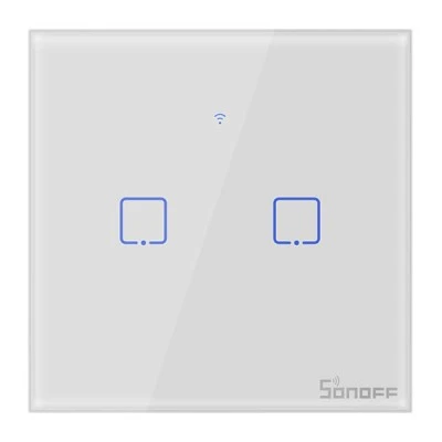Διακόπτης SONOFF smart ΤΧ-T2EU2C αφής διπλός για απομακρυσμένο φωτισμό χώρου μέσω smartphone
