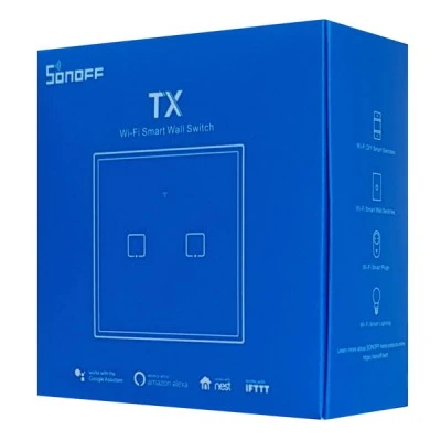 SONOFF smart διακόπτης ΤΧ-T3EU2C αφής διπλός μαύρος με δυνατότητα απομακρυσμένης διαχείρισης