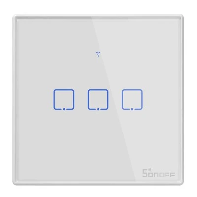 Smart διακόπτης SONOFF ΤΧ-T2EU3C αφής τριπλός λευκός για απομακρυσμένο έλεγχο μέσω smartphone