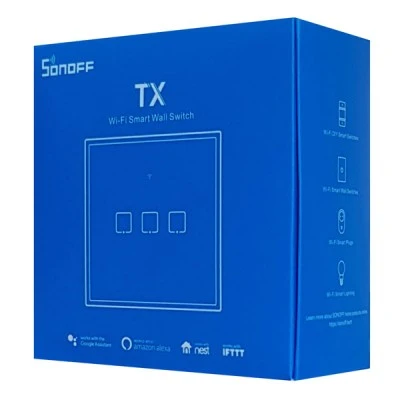 Smart διακόπτης SONOFF ΤΧ-T2EU3C αφής τριπλός λευκός για απομακρυσμένο έλεγχο μέσω smartphone