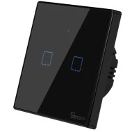 SONOFF smart διακόπτης ΤΧ-T3EU2C αφής διπλός μαύρος με δυνατότητα απομακρυσμένης διαχείρισης