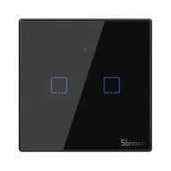 SONOFF smart διακόπτης ΤΧ-T3EU2C αφής διπλός μαύρος με δυνατότητα απομακρυσμένης διαχείρισης
