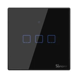 SONOFF smart διακόπτης ΤΧ-T3EU3C αφής τριπλός μαύρος με δυνατότητα απομακρυσμένης διαχείρισης