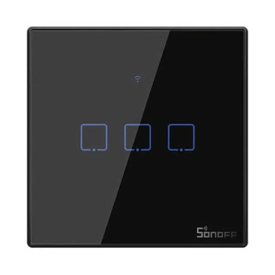 SONOFF smart διακόπτης ΤΧ-T3EU3C αφής τριπλός μαύρος με δυνατότητα απομακρυσμένης διαχείρισης