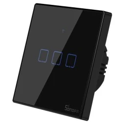 SONOFF smart διακόπτης ΤΧ-T3EU3C αφής τριπλός μαύρος με δυνατότητα απομακρυσμένης διαχείρισης