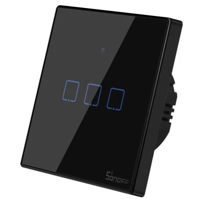 SONOFF smart διακόπτης ΤΧ-T3EU3C αφής τριπλός μαύρος με δυνατότητα απομακρυσμένης διαχείρισης