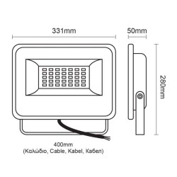 Προβολέας LED SMD FLOOD LUMINAIRE 100W 230V AC ενδιάμεσο φως 4000k 10400Lm εξωτερικού χώρου IP66