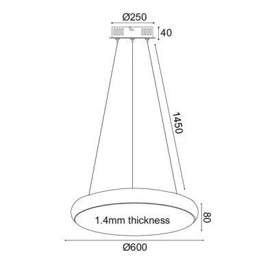 Κρεμαστό LED φωτιστικό 54W θερμό φως 3000k 4320lm D60xh135cm μαύρο μεταλλικό IP20 Κρεμαστό LED φωτιστικό 54W θερμό φως 3000k 4320lm D60xh135cm μαύρο μεταλλικό IP20