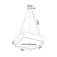 Κρεμαστό LED φωτιστικό 40W 3200lm θερμό φως 3000k μεταλλικό μαύρο 48x48xh140cm IP20