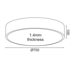 LED πλαφονιέρα οροφής 60W θερμό φως 3000k 4800lm λευκό μεταλλικό D75xh10cm εσωτερικού χώρου IP20