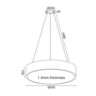 LED κρεμαστό φωτιστικό 32W θερμό φως 3000k 2560lm μαύρο μεταλλικό D35xh140cm IP20