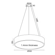 Κρεμαστό φωτιστικό LED 32W θερμό φως 3000k 2560lm D35xh140cm λευκό μεταλλικό