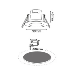 Led σποτ στρόγγυλο λευκό 5W 230V AC θερμό φως 3000k 400lm δέσμης 120° 30000h στεγανό IP65
