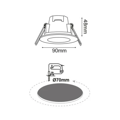 Led σποτ στρόγγυλο λευκό 5W 230V AC θερμό φως 3000k 400lm δέσμης 120° 30000h στεγανό IP65