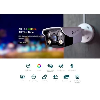Kάμερα TP-LINK IP δικτυακή VIGI C340 με φακό 2.8mm & ανάλυση 4MP τροφοδοσία PoE SD IP67, Ver. 2.0