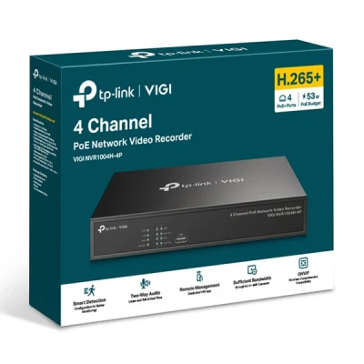 Καταγραφικό δικτυακό TP-LINK NVR VIGI NVR1004H-4P με ανάλυση 8MP με 4 κανάλια PoE, Ver. 1.0