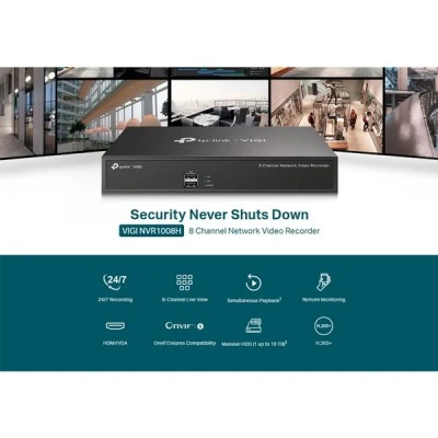 Καταγραφικό TP-LINK NVR δικτυακό VIGI NVR1008H με ανάλυση 8MP, 8 κανάλια, Ver. 2.0 κατάλληλο για 4 κάμερες