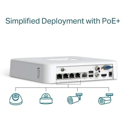 Καταγραφικό TP-LINK NVR VIGI NVR1104H-4P με ανάλυση 8MP με 4 κανάλια PoE+, Ver. 1.0