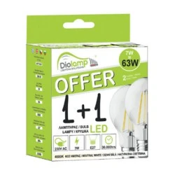 Λάμπα led Β22 7W 230V AC 4000k ενδιάμεσο λευκό φως 620lm Vintage τύπου αχλάδι σε blister 2 τμχ