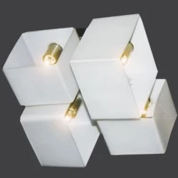 Φωτιστικό Opal Glass τετράφωτο οροφής και απλίκα με οπάλ γυάλινους κύβους για 4 λάμπες με ντουί G9