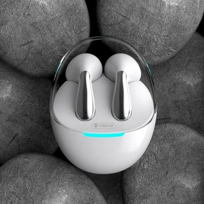 Earphones με θήκη φόρτισης CELEBRAT True Wireless Φ13mm σύνδεση μέσω ΒΤ σε λευκό χρώμα