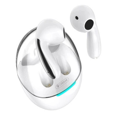 Earphones με θήκη φόρτισης CELEBRAT True Wireless Φ13mm σύνδεση μέσω ΒΤ σε λευκό χρώμα