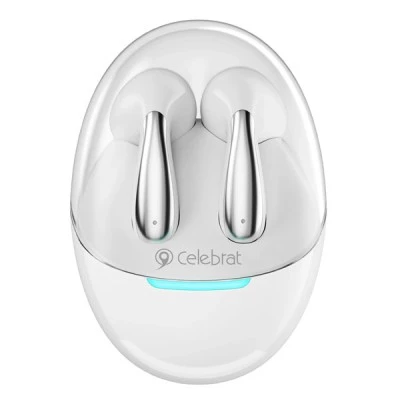 Earphones με θήκη φόρτισης CELEBRAT True Wireless Φ13mm σύνδεση μέσω ΒΤ σε λευκό χρώμα