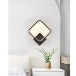 LED φωτιστικό απλίκα μαύρη τετράγωνη 12W 3 σε 1 φωτισμό με εναλλαγή απόχρωσης 1020lm