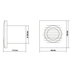 Εξαεριστήρας μπάνιου EUROPLAST X100 λευκός Φ100 19W 100m3/h 230V επίτοιχης τοποθέτησης