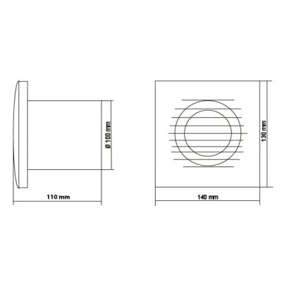Εξαεριστήρας μπάνιου EUROPLAST X100 λευκός Φ100 19W 100m3/h 230V επίτοιχης τοποθέτησης