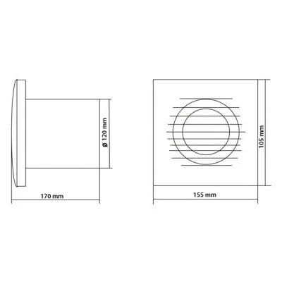 Εξαεριστήρας μπάνιου EUROPLAST X120 λευκός Φ120 20W 150m3/h 230V επίτοιχης τοποθέτησης