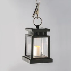 Ηλιακό φανάρι 1W LED θερμό φως μαύρο πλαστικό Φ8.8x12.7cm με διακόπτη On–Off IP44