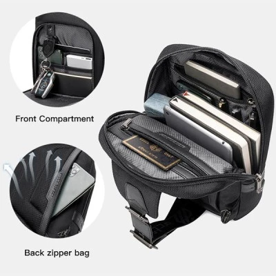 Τσάντα Crossbody ARCTIC HUNTER XB00116 αδιάβροχη μαύρη με θήκη για tablet & θύρα USB