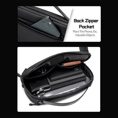 Τσάντα μέσης ARCTIC HUNTER Y00020 αδιάβροχη μαύρη με ρυθμιζόμενο ιμάντα