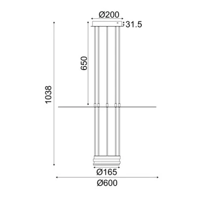 Φωτιστικό οροφής ELIA LED 18W θερμό φως 3000k 1260lm μαύρο μεταλλικό D60xh104cm IP20