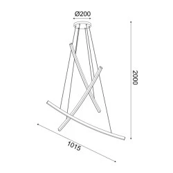 Κρεμαστό LED φωτιστικό NAAVA 60W θερμό φως 3000k 4200lm μαύρο αλουμινίου 102x15x110cm IP20
