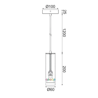 Κρεμαστό φωτιστικό BUTTONS 1xGU10 λευκό μεταλλικό D6xd10xh150cm εσωτερικού χώρου IP20