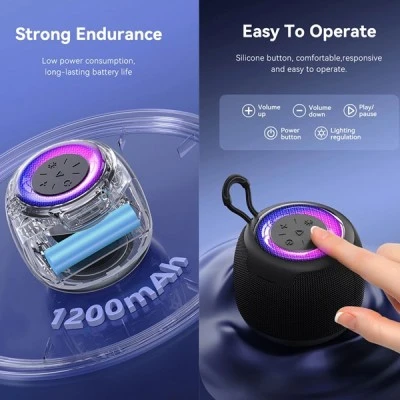 Φορητό ηχείο USAMS 10W Bluetooth με μπαταρία 1200mAh LED φωτισμό σε μαύρο χρώμα
