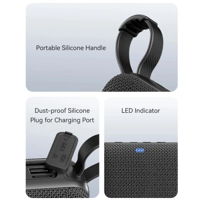 USAMS φορητό ηχείο YX015, 5W, Bluetooth, 1200mAh, μαύρο