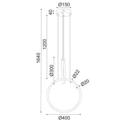 Κρεμαστό φωτιστικό LED VENUS 24W θερμό φως 3000k 1680lm ορείχαλκο μεταλλικό 40x30xh164cm IP20