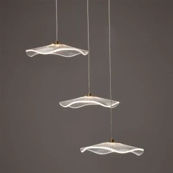 LED κρεμαστό φωτιστικό NINFEA 15W θερμό φως 3000k 1050lm ορείχαλκο μεταλλικό D43xh210cm IP20
