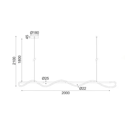 Κρεμαστό LED φωτιστικό KYMA 60W θερμό φως 3000k 3300lm μαύρο μεταλλικό 190x6xh215cm IP20