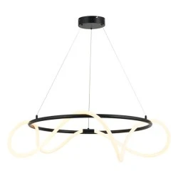 LED κρεμαστό φωτιστικό KYMA 60W θερμό φως 3000k 3400lm μαύρο μεταλλικό IP20 D80xh230cm