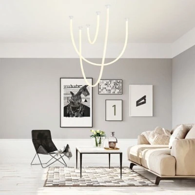 Κρεμαστό LED φωτιστικό JUNGLE 60W θερμό φως 3000k 3500lm λευκό σιλικόνη εσωτερικού χώρου IP20