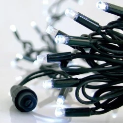 Σειρά 100 led λευκά 5mm 230V χωρίς παροχή με δυνατότητα επέκτασης έως 9 και πράσινο καλώδιο IP65