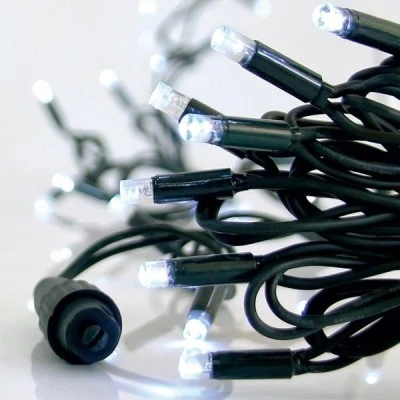 Σειρά 100 led λευκά 5mm 230V χωρίς παροχή με δυνατότητα επέκτασης έως 9 και πράσινο καλώδιο IP65