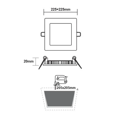 Φωτιστικό LED SLIM PANEL λευκό τετράγωνο 230VAC 18W ψυχρό χρώμα φωτός 6500K 1800Lm 223x223mm Φωτιστικό LED SLIM PANEL λευκό τετράγωνο 230VAC 18W ψυχρό χρώμα φωτός 6500K 1800Lm 223x223mm